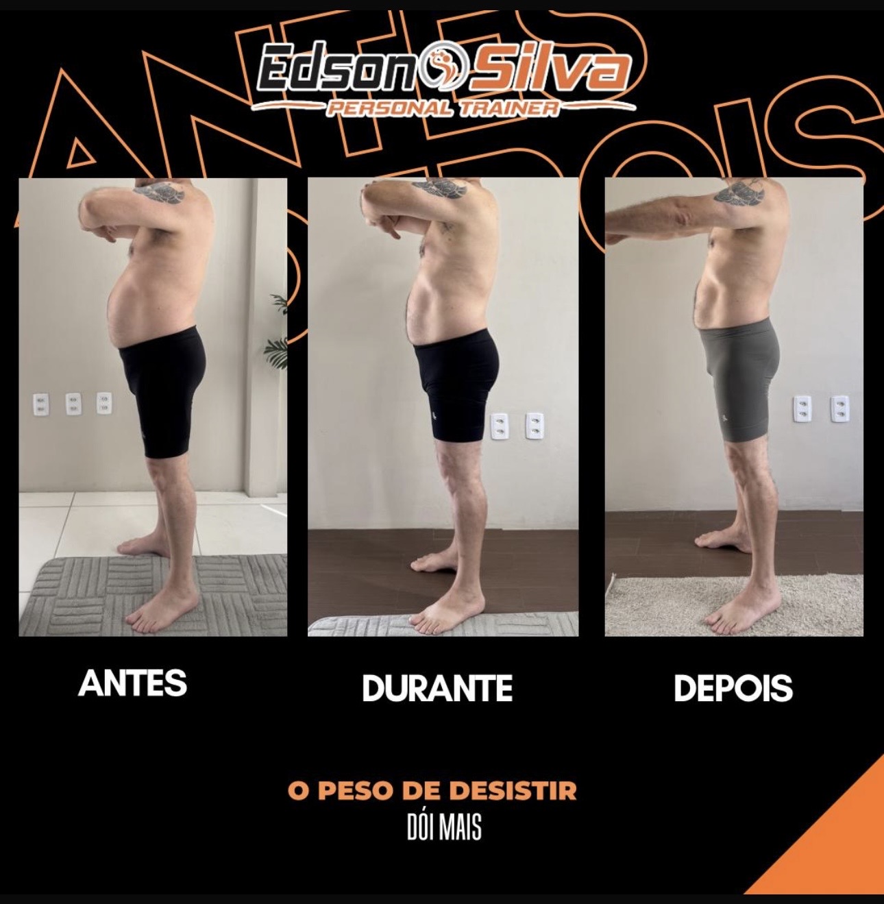 Antes e depois da transformação física de Ângelo, 60